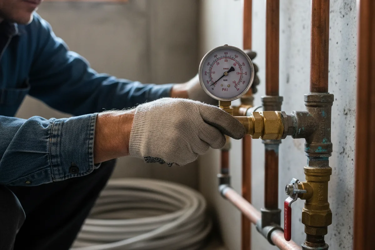 Pressure testing a repaired line during Water Line Repair in Ryderwood